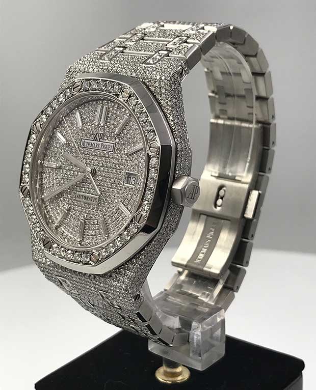 Watch Master Lab Diamonds custom setting on the entire watch